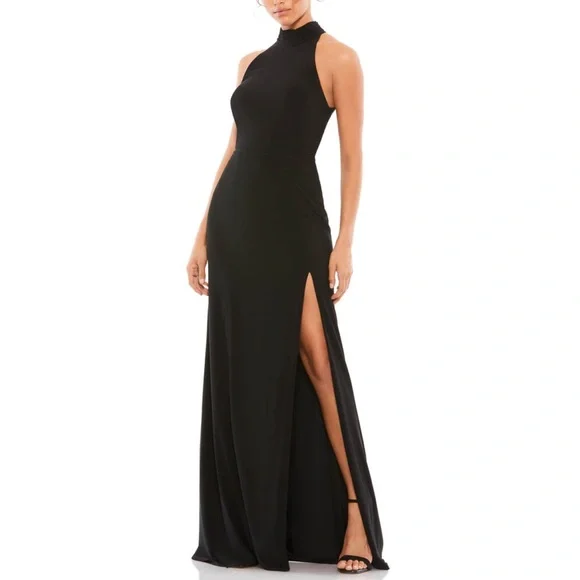 Mac Duggal Halter Neck Gown - Black Gold2